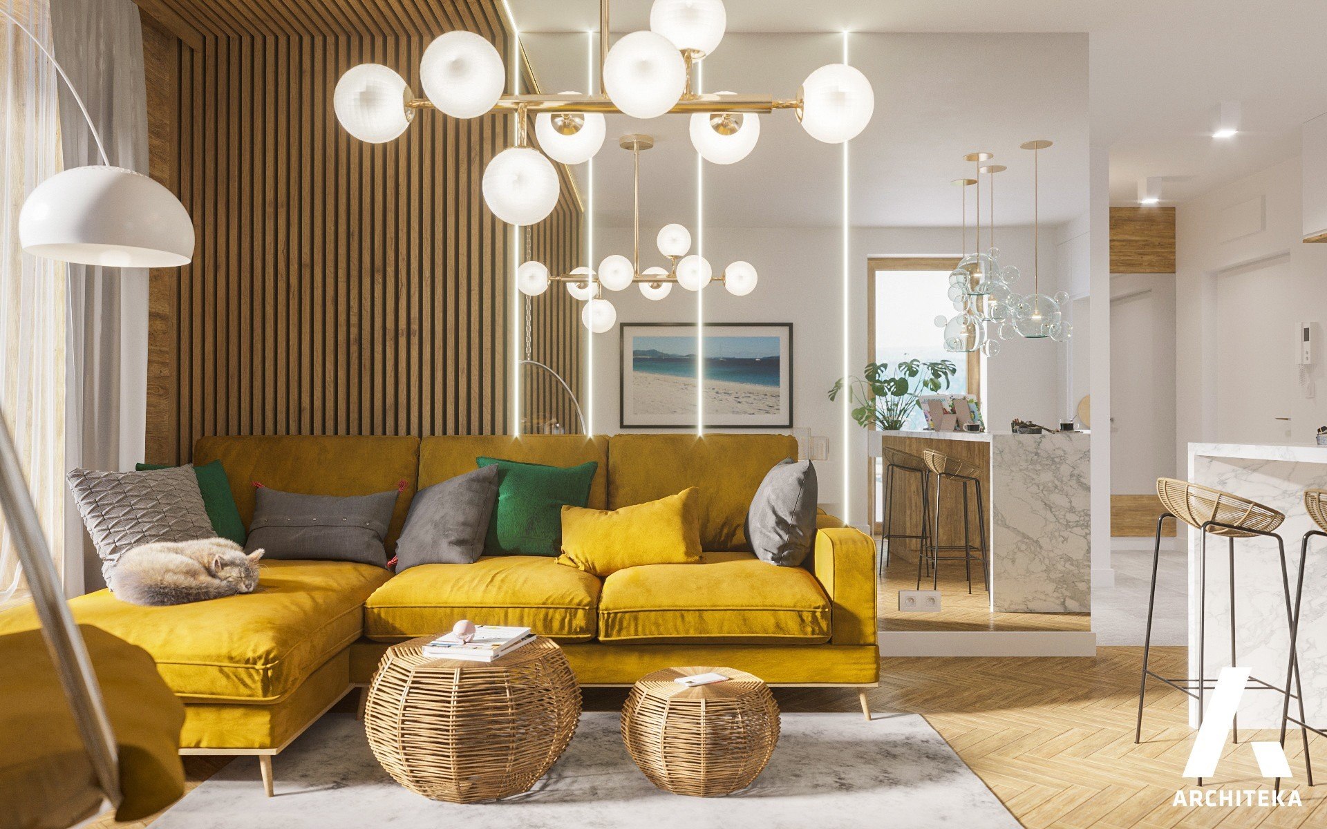 projekt wnętrza mieszkania 52 m², Warszawa — projekt Ewa Arlen