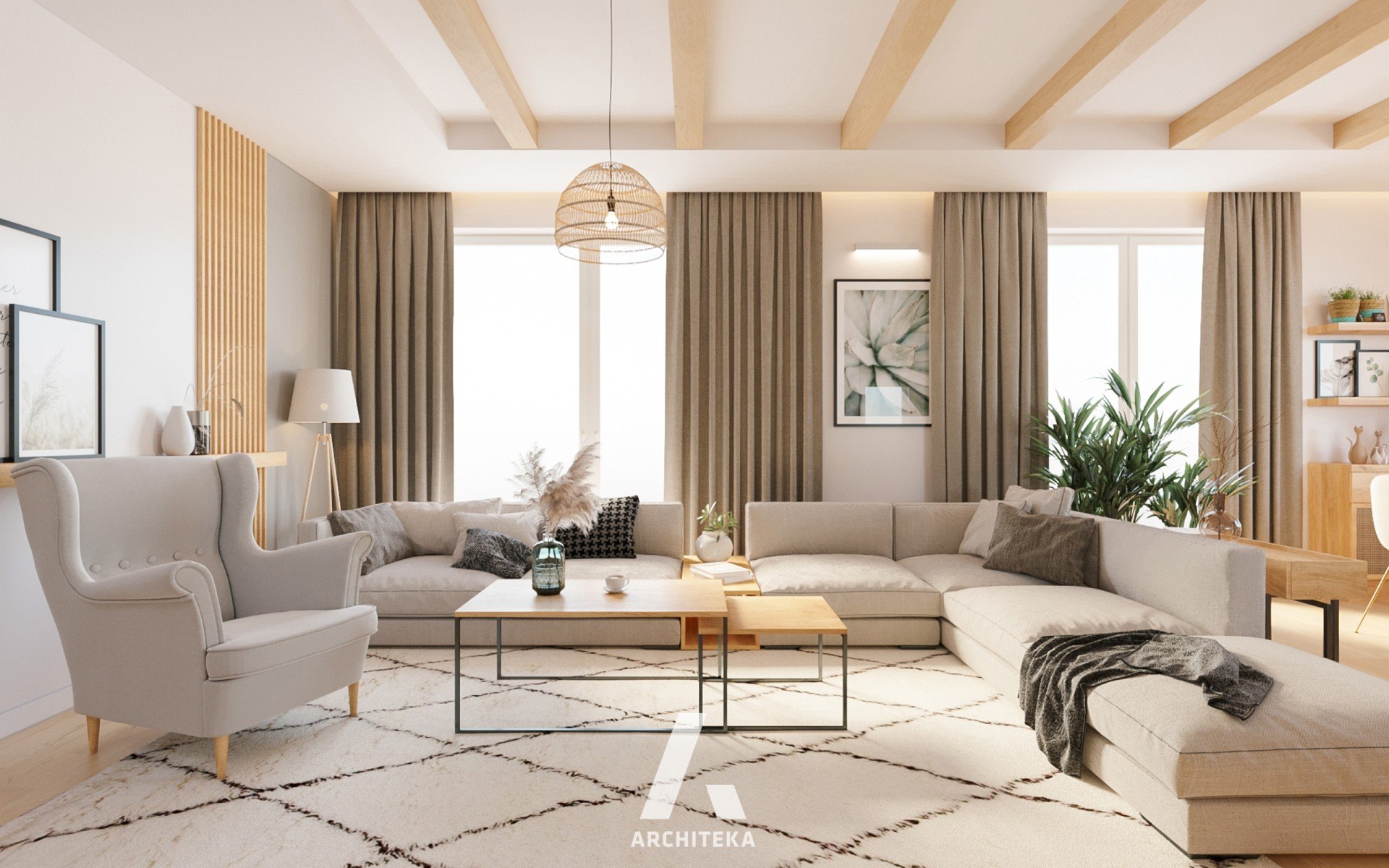 projekt wnętrza domu 120 m² z elementami boho, Warszawa — projekt Ewa Arlen