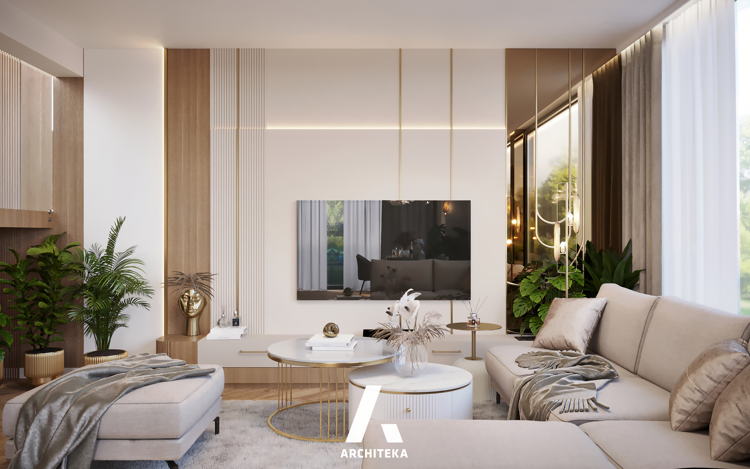 projekt wnętrza domu 150 m² w stylu modern beige, Warszawa — projekt Ewa Arlen