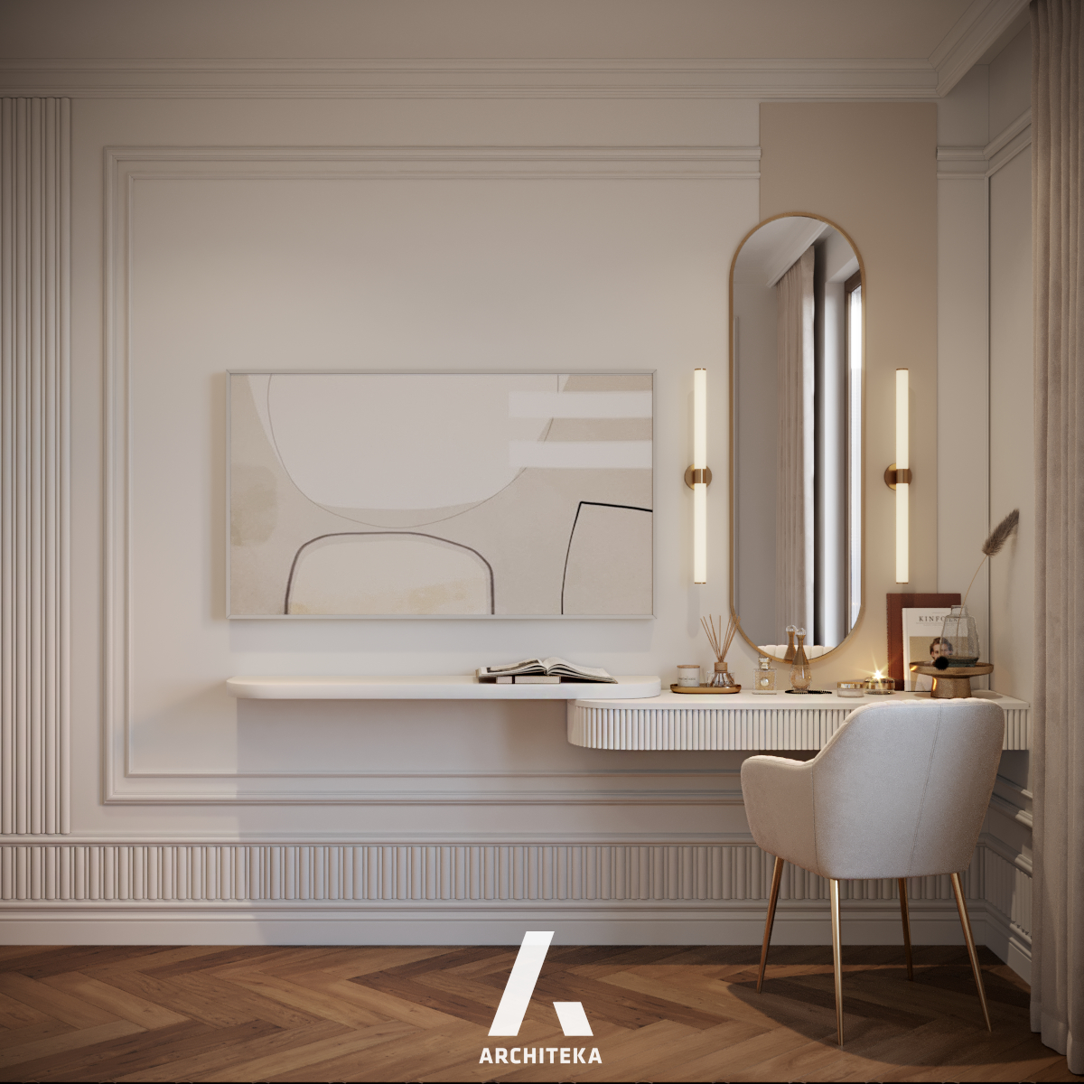 Projekt wnętrza Gdańsk M60 Modern Elegance – wizualizacja 9 – Ewa Arlen, architektura wnętrz