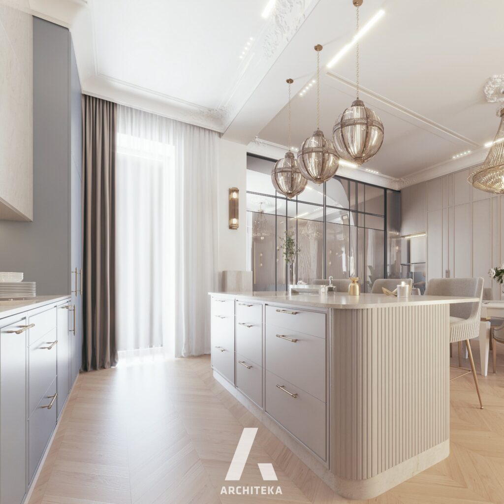 Projekt wnętrza Szczecin Śląska 46 - jasny salon Modern Soft Classic