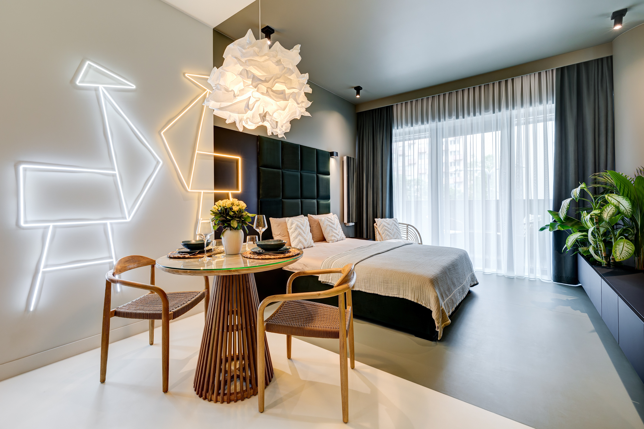 Mieszkanie w Hanza Tower Szczecin z żółtym akcentem — realizacja Ewy Arlen